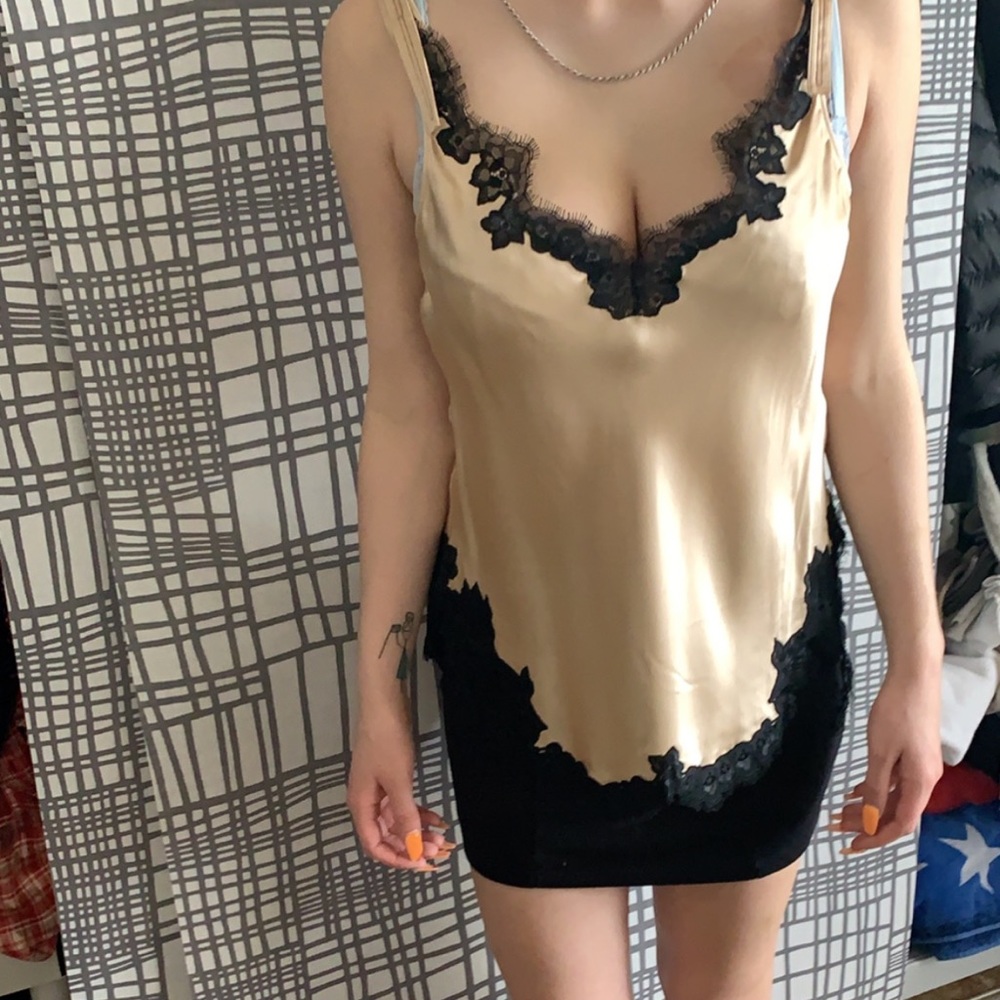 Helmet  Lang blush lace slip
